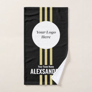 Black Custom Sports Team Logo, Team & Player Name  Hand Towel