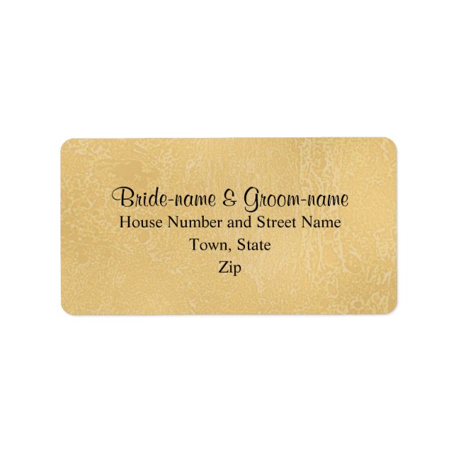 Black Custom Text on Tan Colour Abstract, Wedding Label (Front)