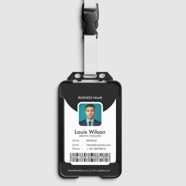 Black | Customisable Employee ID Company Security Badge (Creator Uploaded)