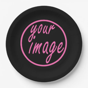 Black Customisable Image Photo Template Paper Plate