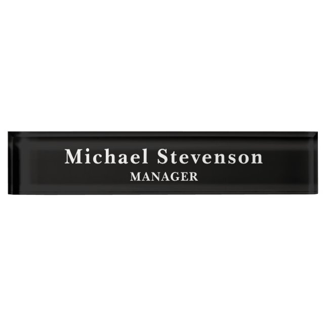 Black Customise Name & Title Profession Nameplate (Front)