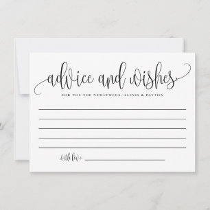 Black Cute Calligraphy Wedding Well Wishes Advice Card