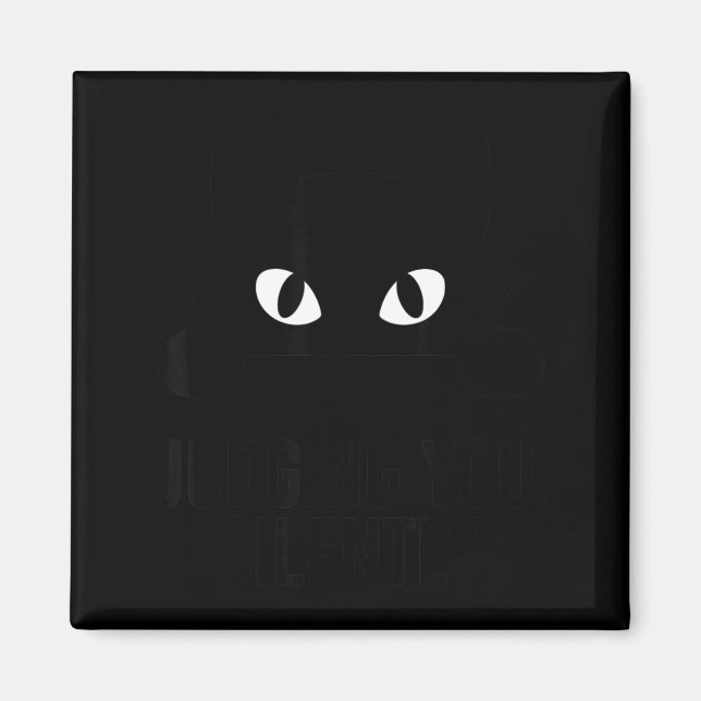 Black cute cat eyes minimalist funny judging magnet (Front)