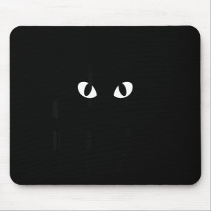 Black cute cat eyes minimalist funny judging mouse mat