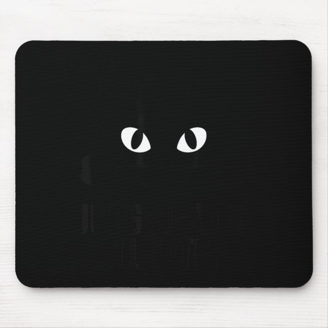 Black cute cat eyes minimalist funny judging mouse mat (Front)