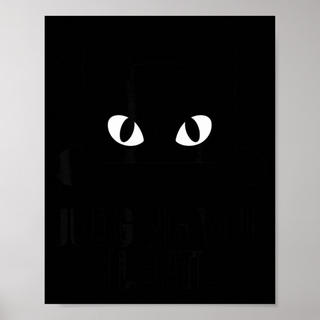 Black cute cat eyes minimalist funny judging poster (Front)