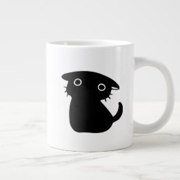 black cute cat large coffee mug