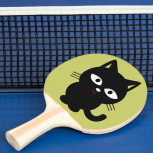 BLACK CUTE CAT PING PONG PADDLE