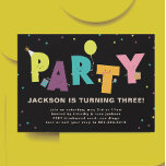 Black Cute Colourful  Invitation Postcard<br><div class="desc">Cute and colourful birthday invitation for a toddler or young child featuring adorable illustrations having a party. Perfect for girl or boy birthday.</div>