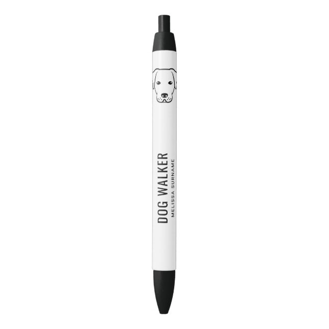 Black Cute Dog Head Line Art - Dog Walker Business Black Ink Pen (Front Vertical)