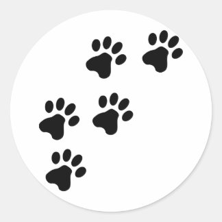 black cute dog paws doggy classic round sticker