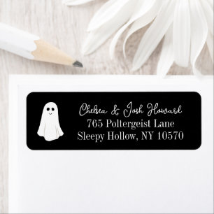 Black Cute Friendly Ghost Halloween Return Address