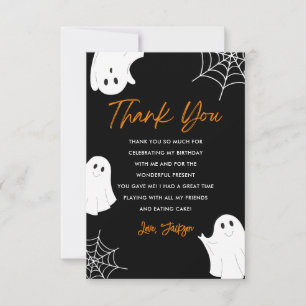 Black Cute Ghost Spooky Birthday Thank You Card