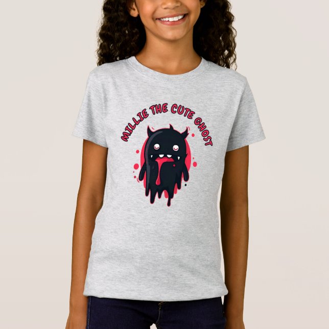 Black Cute Kawaii Ghost T-Shirt (Front)