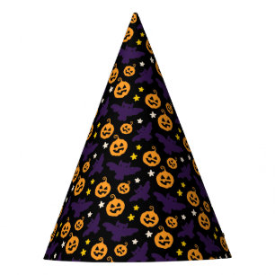 black cute pumpkin & bat halloween Birthday Party Hat