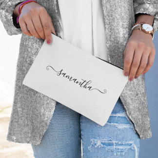 Black Cute Signature Name Accessory Pouch