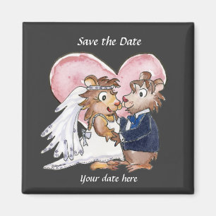Black Cute Wedding Save the Date Magnets