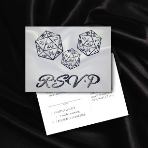 Black D20 Crit RPG Tabletop Dice Entree RSVP Invitation Postcard