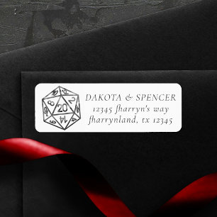Black D20 Crit   RPG Tabletop Fantasy Dice Address
