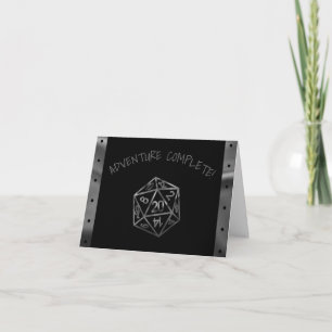 Black D20 Crit   RPG Tabletop Fantasy Dice Wedding Thank You Card
