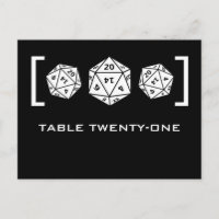 Black D20 Dice Gamer Table Number Postcard