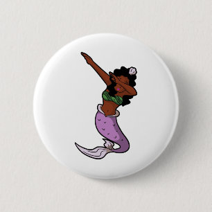 black dabbing mermaid 6 cm round badge