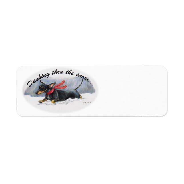 Black Dachshund Dog Art Return Address Labels (Front)