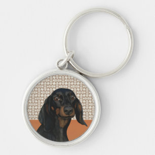 Black Dachshund Dog Portrait Dog Lovers Key Ring