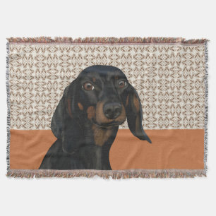 Black Dachshund Dog Portrait Dog Lovers Throw Blanket