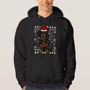 Black Dachshund Dog Santa Hat Xmas Hoodie
