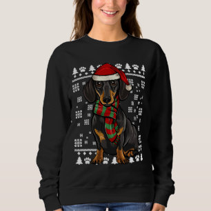 Black Dachshund Dog Santa Hat Xmas Sweatshirt