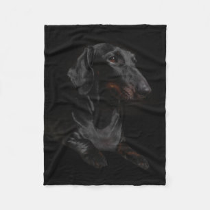 black dachshund fleece blanket