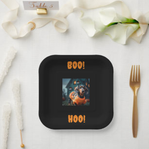 Black Dachshund Halloween Party Plates