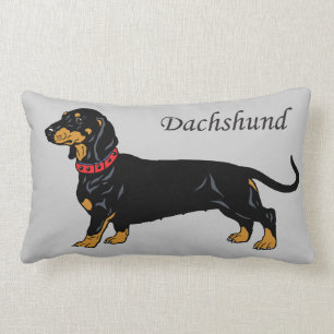 black dachshund lumbar cushion