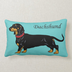 black dachshund lumbar cushion