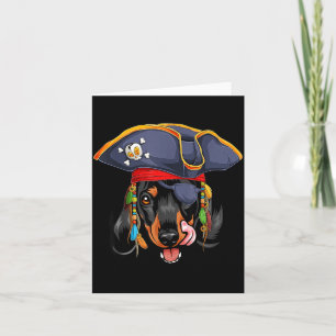 Black Dachshund Pirate Funny Halloween Wiener Dog Card