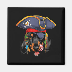 Black Dachshund Pirate Funny Halloween Wiener Dog Magnet