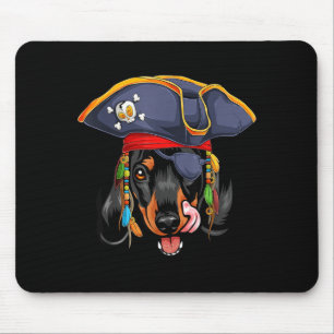 Black Dachshund Pirate Funny Halloween Wiener Dog Mouse Mat