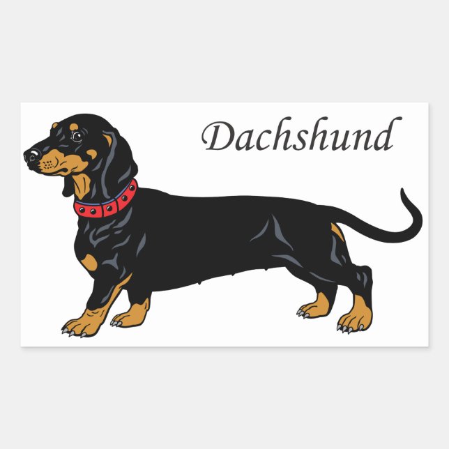 black dachshund rectangular sticker (Front)