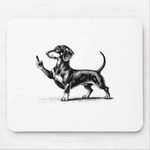 Black Dachshund With Middle Finger Mouse Mat