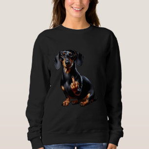 Black Dachshund With Middle Finger Sweatshirt