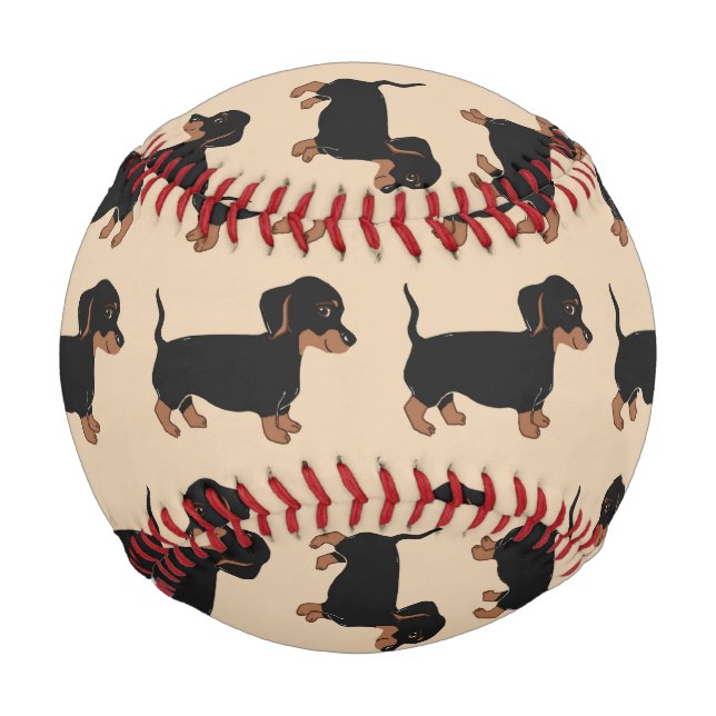 Black Dachshunds Pattern Baseball (Front)