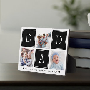 Black DAD Custom Kids Photo Collage Plaque
