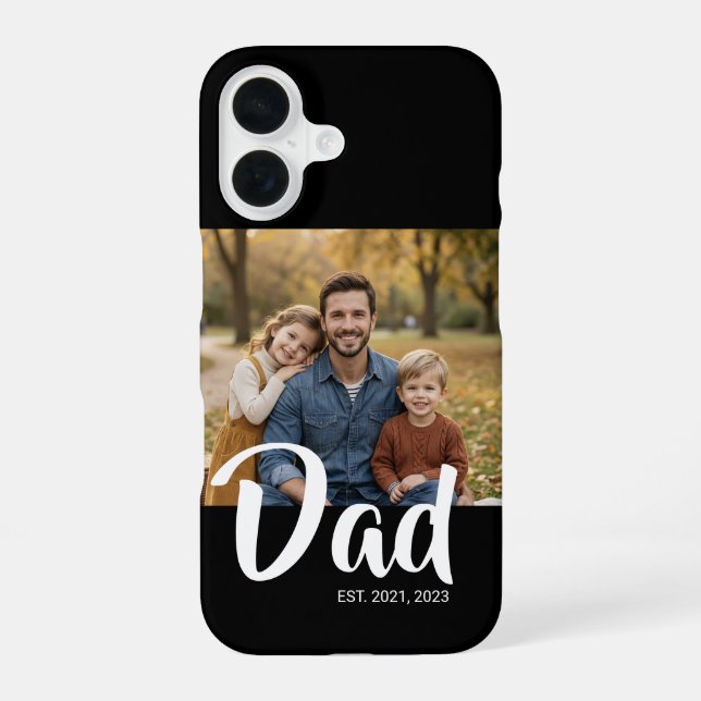 Black Dad Established Script Photo iPhone 16 Case (Back)