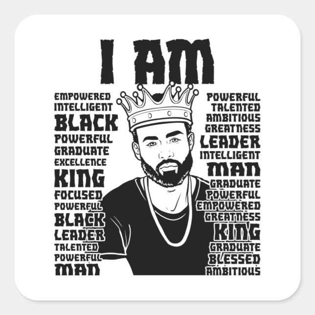 Black Dad Melanin Christian Man Father Bruh Dad Square Sticker (Front)