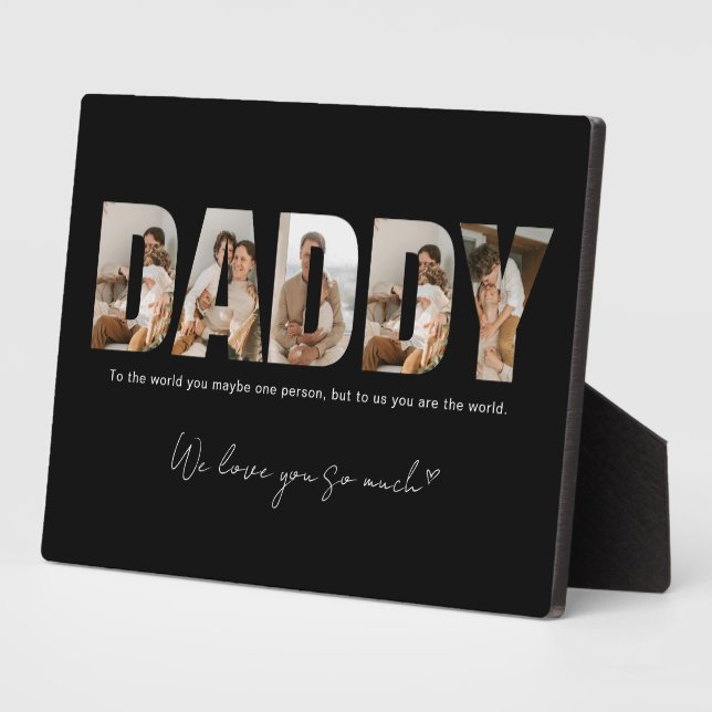 Black Daddy Photo Collage Message Father's Day Plaque (Side)