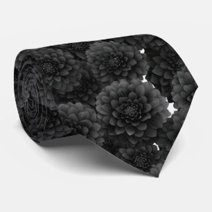 Black Dahlia Floral Pattern Tie