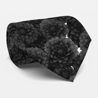 Black Dahlia Floral Pattern Tie