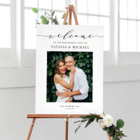 Black Dainty Script Engagement Party Photo Design