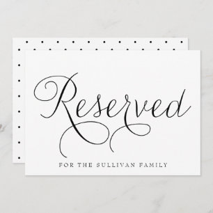 Black Dainty Script Reserved Wedding Sign Invitation